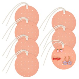 OLYCRAFT 7Pcs Portable Leather Earring Holders 28 Holes Round Leather Earring Displays 2.8x2.8 inch Imitation Leather Stud Holder Earring Organizer Hanging Jewelry Organizer for Earrings Studs Jewelry