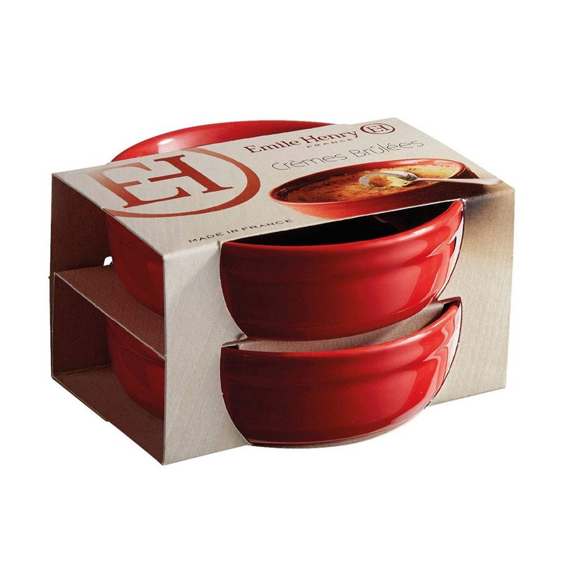Emile Henry Crème Brûlée Ramekin Dish, Burgund, 2er-Set