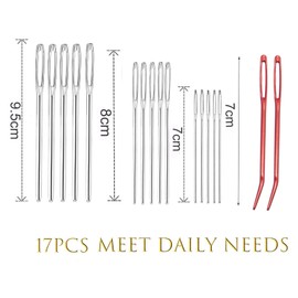 17PcsSewing Needles Large Eye Sharp Point, LargeEye Blunt Needles, Darning Needle, Stainless Steel Yarn Knitting Needles Wool Needle Hand Knitting Needles Sewing Knitting Needles for Crochet Projects.