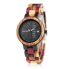 Women Wooden Watches Colorful Bamboo Watches with Week & Date Display Handmade Natural Wood Casual Wrist Watches for Mother, Wife,Lady, Girls, Female
