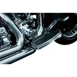 Kuryakyn 7544 Motorcycle Foot Control: Traditional Right Side Floorboard Exhaust Boot Guard for 1980-2019 Harley-Davidson Motorcycles, Chrome , Black