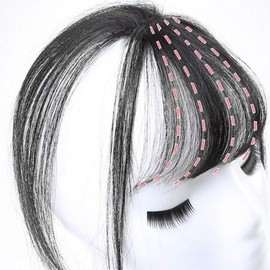 Human Hair Toppers, 3D Air Bangs for Women Girls for Daily Wear (Black)