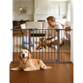 29-55" Extra Wide Baby Gate with Door, PressGuard P7, Brown