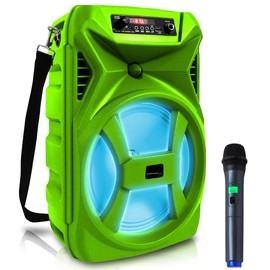 Technical Pro Professional UHF Wireless Handheld Microphone w/USB Powered Receiver and Tpro Portable Rechargeable 500W Bluetooth Speaker w/Colored LED & Dust Proof Enclosure