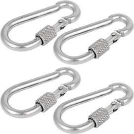 ZKGYUS Pack of 4 M6 Small Carabiner Hooks with 135 kg Load Capacity, Stainless Steel Carabiner Screw Carabiner Elegant Key Chain, Small Screw Lock Carabiner Hook for Camping, Keys, Outdoor etc