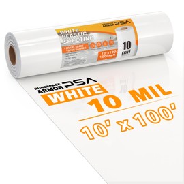 Crawl Space Vapor Barrier, 10mil Film, 10'x100', White Plastic Sheeting - Thick Plastic Sheeting, Heavy Duty Polyethylene Film, Drop Cloth Vapor Barrier Covering for Crawl Space, Garden, Basement