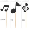 36pcs Musical Notes Cupcake Toppers，Black Glitter Note Cupcake Picks For