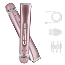 Bikini Trimmer for Women,Dual Head Shaver, IPX7 Waterproof, Compact Travel Design Bikini Shaver for Public Hair, Facial and Body(Pink)