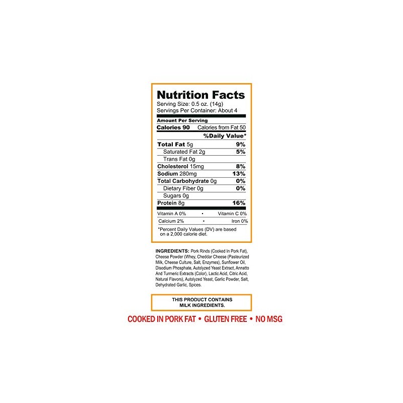 Pork King Good Nacho Cheddar Pork Rinds (Chicharrones) (4 Pack)