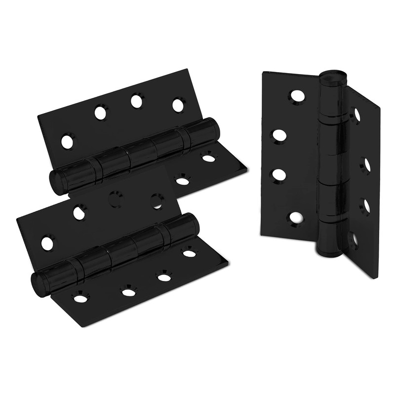 XFORT 4 Inch (100mm) Matt Black Ball Bearing Hinges, Steel