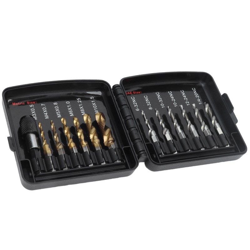 Combined Tap Drill Bit Set HSS Metric Ti Plated System
