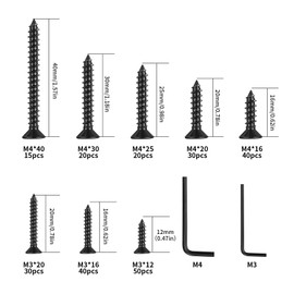 245 Pieces M3 M4 Wood Screws Set, Self-Tapping Screws Assortment Set, Flat Head Screws Allen Screws Countersunk Screws Hex Screws for DIY Repair