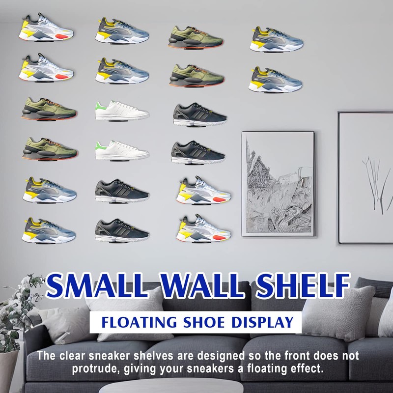Treela 30 Pack Floating Shoe Display Shelf for Closet Acrylic