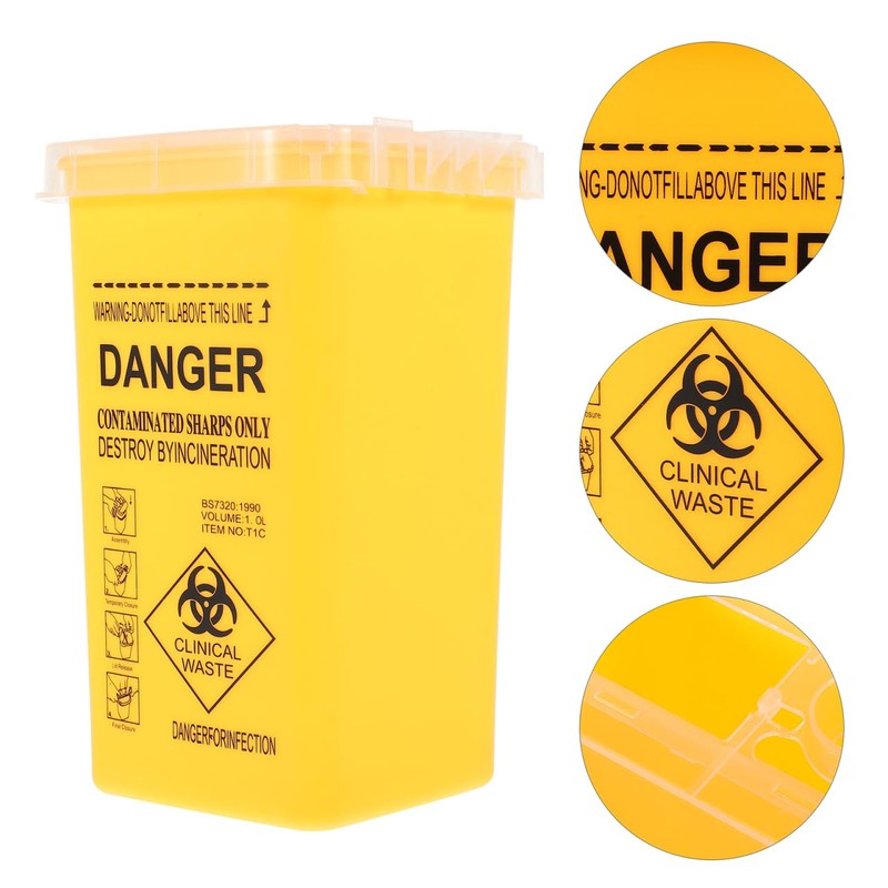 FOMIYES Multi-Purpose Sharps Container 0.26 Gallon Capacity, Yellow Pp Plastic