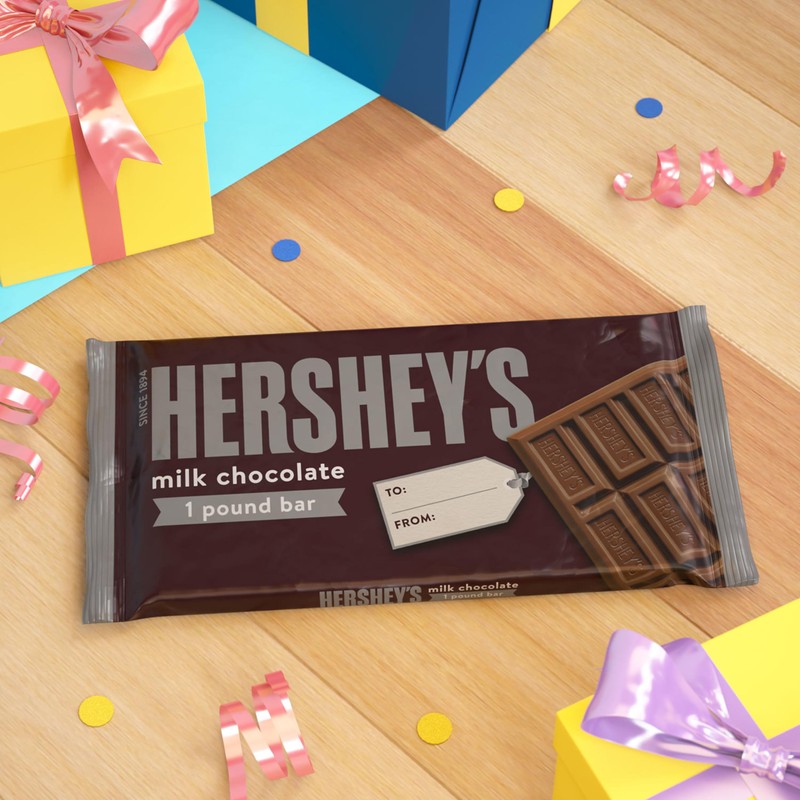 HERSHEY'S Milk Chocolate Candy Gift Bar, 1 lb