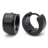 Pair Stainless Steel Slant Edge Black Plated Men Hoop Earrings