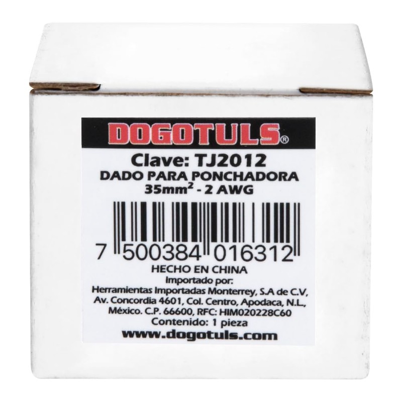 Dogotuls TJ2012 Dado para ponchadora Dogotuls 35mm2-2AWG