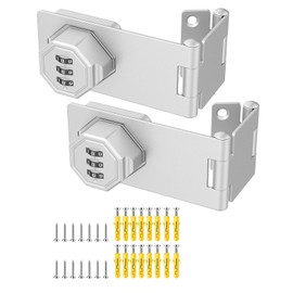 Anobeyi Mechanical Keyless Cabinet Lock with Combination, 90 Degree Right Angle Bifold Door Lock, Password Rotary Hasp Latches for Office File Cabinet, Desk Drawers, Cupboard, Locker (2, Silver)