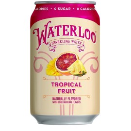 Waterloo Sparkling Water Tropical Fruit Naturally Flavored, 12 Fl Oz Cans (Pack of 12) USA Free Shipping