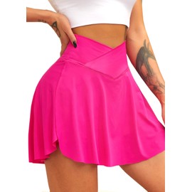 Navneet Women Tennis Skirts with Pockets High Waisted Golf Skirts Athletic Skorts Pleated Mini Skirt Workout Sport Pickleball, Hot Pink, M