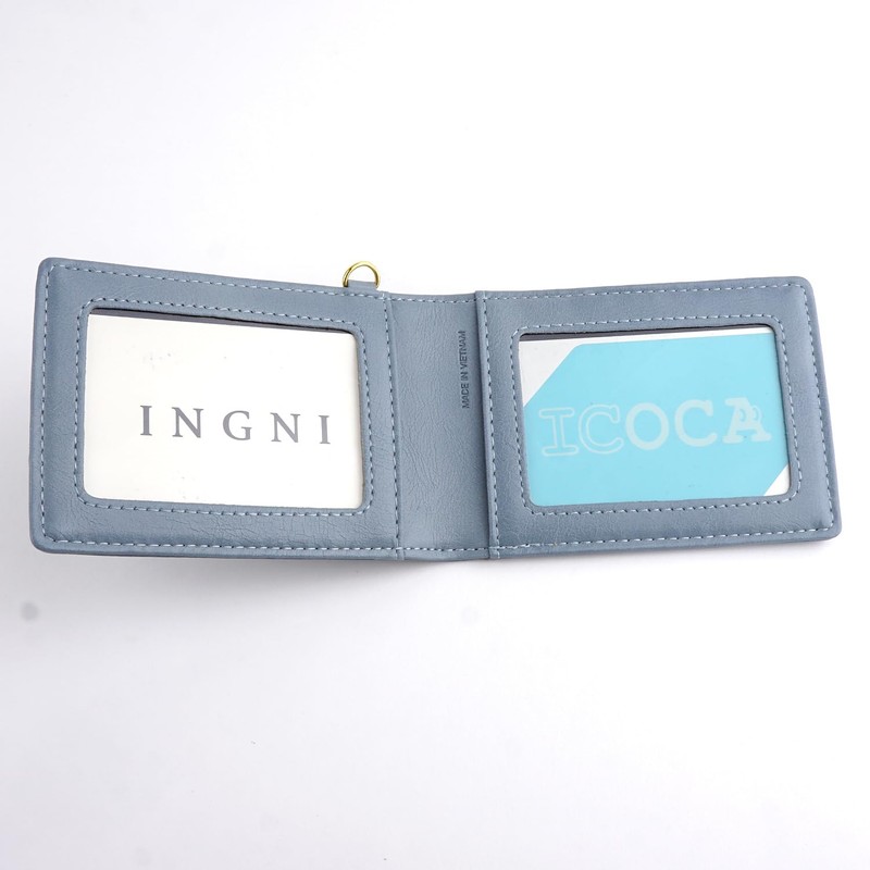 Emono Pass Case, Commuter Pass Case, 3 Sided, Bifold, blue