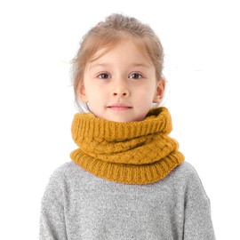 EPEIUS Kids Girls/Boys Winter Knitted Infinity Scarf Children Warm Soft Polar Fleece Neck Warmer,Ginger,One Size