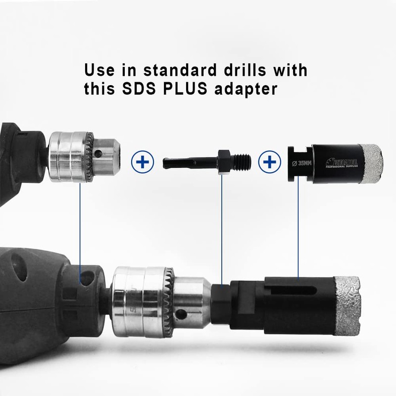 SHDIATOOL Adapter M14 Male Thread to SDS Plus Connection Converter