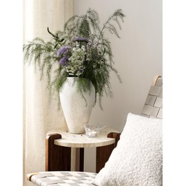 White Ceramic Vase - Large 11.8 Inch Tall Floor Vase for Centerpieces, Farmhouse Rustic Minimalist Home Decor for Living Room, Enterway, Wedding (Sandstone White)