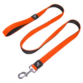 Kruz Premier 5ft Dog Mesh Leash - KZA1160-08M/L - Lightweight, Breathable, Comfort Puffy Mesh Leash - Secure Dual-Layered Tangle-Free Mesh Lead for Dog Walking, Running, Training - Orange - 1" x 5 FT