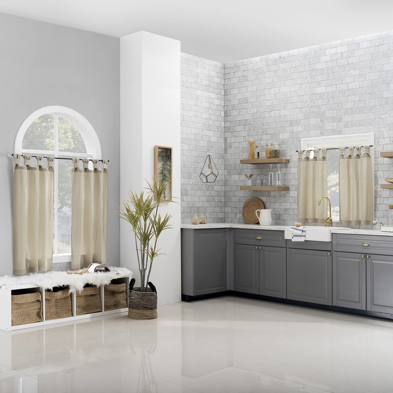 Archaeo Washed Cotton Small Window Twist Tab Cafe Curtains, 52"