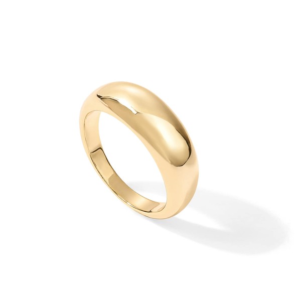 PAVOI 14K Yellow Gold Plated Chunky Dome Ring |Puffy Stackable