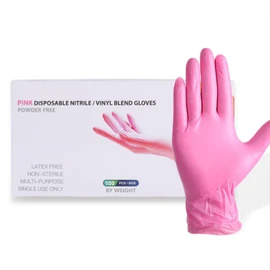 Guante de Nitrilo de 100 Piezas polvo Guante de nitrilo Guante de nitrilo rosa Guante de sin Polvo (rosa M)