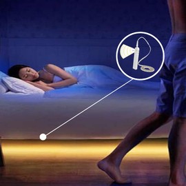 Sleep Mode Underbed Light - Night Light Amber Glow No Blue Light Battery Powered Peel and Stick Install