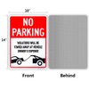 No Parking Sign Violators Will Be Towed Sign - 10"x