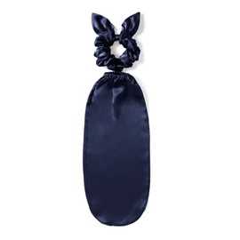 LILYSILK Silk Hat for Sleeping Silk Scrunchies 2-in-1 100% Silk Hair Bobbles for Long Hair with Elastic Adjustable, darkblue
