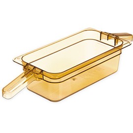 Carlisle 30861HH13 StorPlus High Heat Food Pan with 2 Handles, 4" Deep, Third Size, Amber