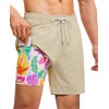 Gleeease Mens 7 Inch Swim Trunks with Compression Liner Quick