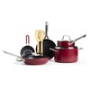 Red Volcano Textured Ceramic Nonstick, 10 Piece Cookware Pots and