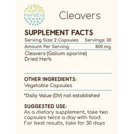 Cleavers 120 Capsules, 400 mg, Cleavers (Galium aparine) Dried herb (120 Capsules)