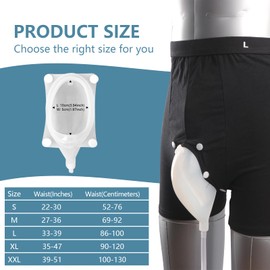 External Catheter for Men, Wearable Male Urine Collector with 1000ml Drainage Bag & 2×500ml Leg Bags, Urine Collection System for Men, Reusable Male Incontinence Solution for Standing Use (L)