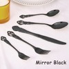 Black Silverware Set for 12, Stainless Steel Gorgeous Retro Royal