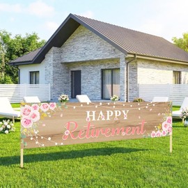 Retired Banner, Happy Retirement Party Decorations Supplies, Retirement Porch Sign for Indoor Outdoor Home Party Banners 72 x 12 Inches