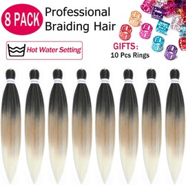 Alrence Pre Stretched Braiding Hair Long Braid 30 Inch 8 Packs Professional Braiding Hair Extensions Synthetic Crochet Twist Braids (30 Inch,1B/27/613)
