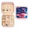 EOGOW Mushroom Theme Small Travel Jewelry Case, Pink, Whimsical, Waterproof,