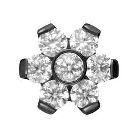 PIERCINGLINE Titanium Dermal Anchor Piercing Attachment Flower with 7 Crystals, Titanium