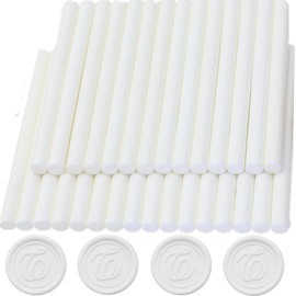 Wax Seal Sticks White, ONWINPOR 30pcs Glue Gun Wax Sealing Sticks for Wax Seal Stamp, Mini Wax Seal Gun Sticks Suit for 0.28'' Glue Gun Great for Wedding Invitations, Letter, Envelope (White)