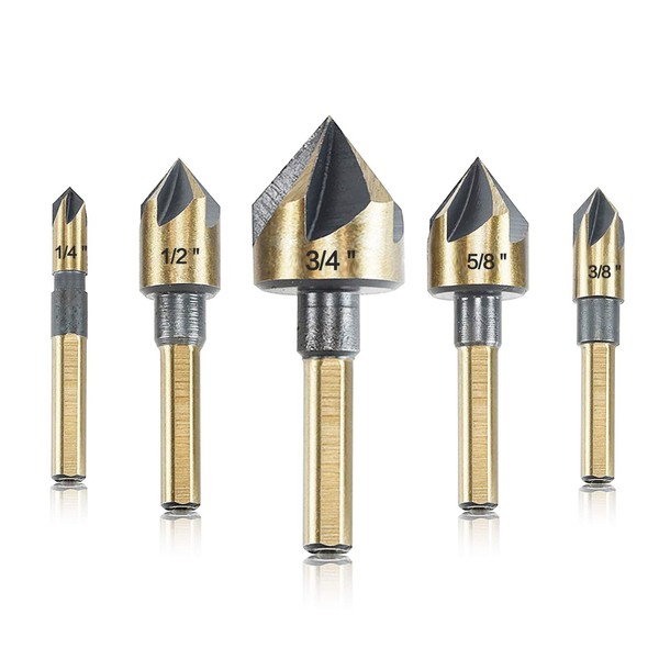 Countersink Drill Bit Set, 5 Pieces High Speed Steel 82