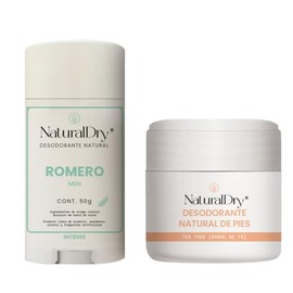 Naturaldry - Men Intense - Pack Desodorante de barra natural para hombres deportistas con aroma romero + crema natural para piés - No obstruye los poros - Elimina el mal olor - Con aceite de Trea Tree y Romero