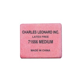 Charles Leonard Eraser, Synthetic, Latex Free, Block Shape, Medium, Pink, 60/Box (71556)