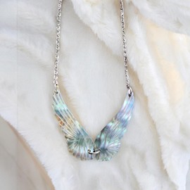 Mirlo Blanco - Collar alas de angeles hecho a mano, joyería artesanal para mujer, cadena acero inoxidable (Plata)